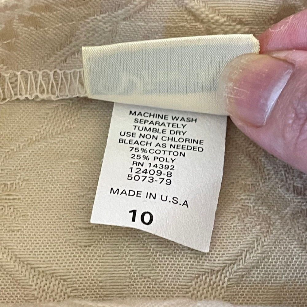 VTG Vivaldi Jeanswear Cream Floral Jacquard Cotton Blend Midi Wrap Skirt Size 10 - Picture 4 of 8